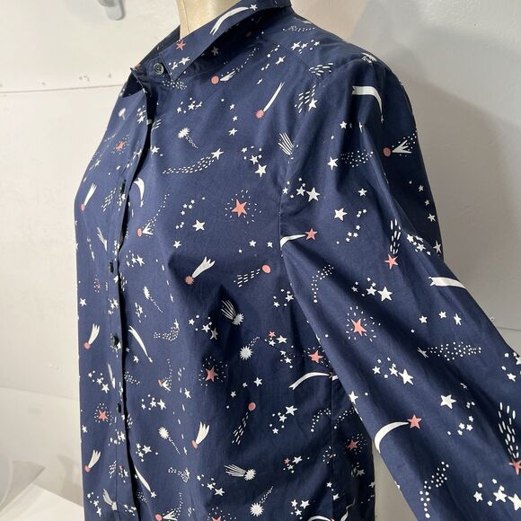 Boden Womens Classic Shirt Size 12r Shooting Star Button-Down Long Sleeve Navy - Picture 3 of 15
